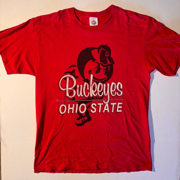 Vtg Ohio State Buckeyes 90’s USA T-shirt Red Single Stitch Men’s XL - Picture 1 of 12